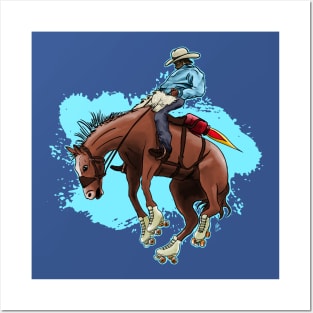 Rodeo Cowboy Roller Skates Jetpack Posters and Art